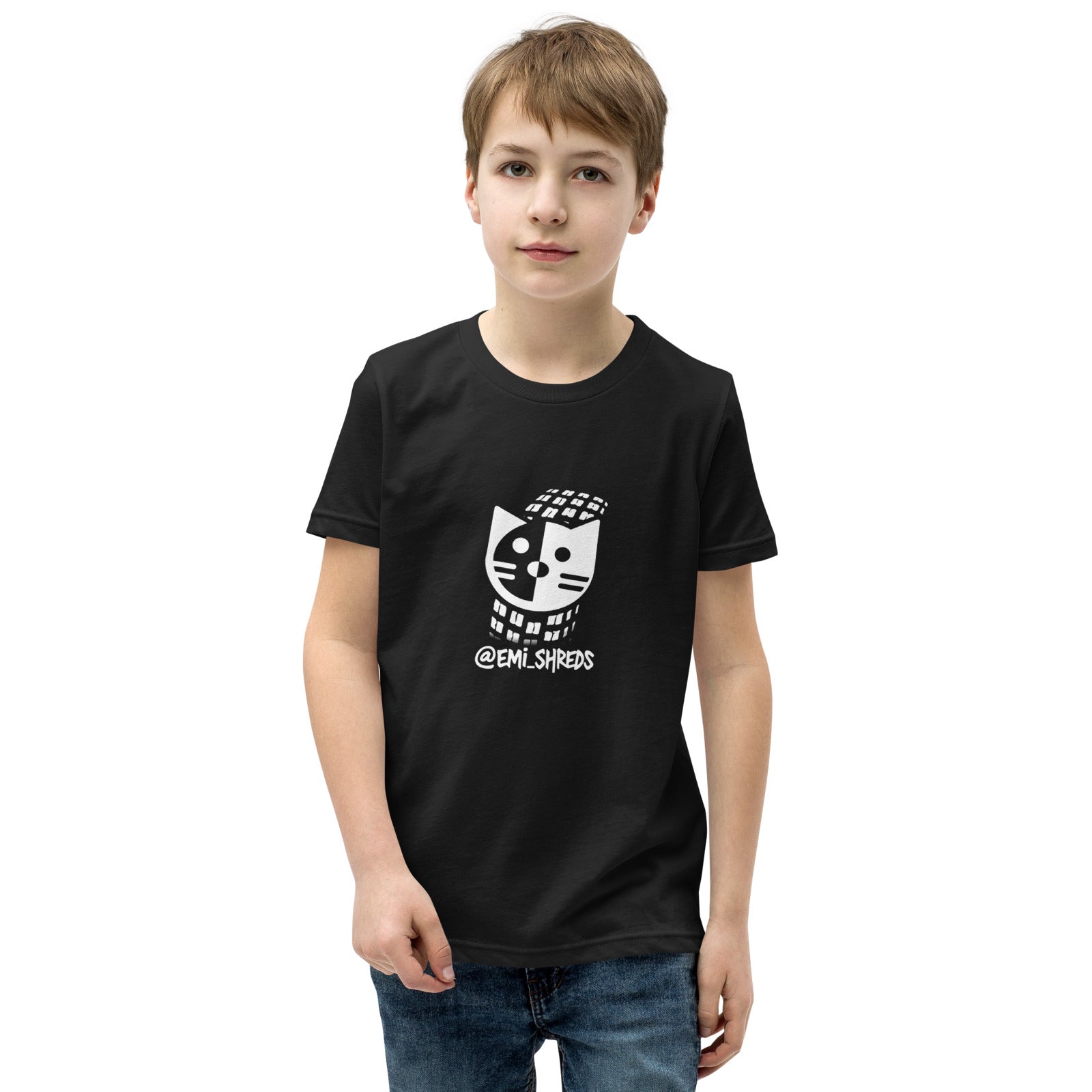Trail Cat Youth Tee, black, front